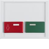 Central part with red talk button and green switch-off button, Berker K.1, white, gloss