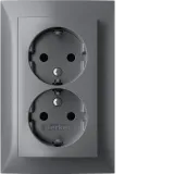 S.1/B.x - Schuko x2 monob.obtur, alum mt