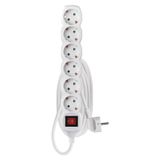 Extension Cord 3 m / 6 sockets / switch / white / PVC / 1.5 mm2
