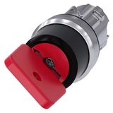 Key-operated switch O.M.R, 22 mm, round, metal, high gloss, red, key removal O