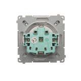 IP44 single socket outlet with frame seal - transparent flap, module, 16A, quick connection, white matt