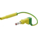 Measuring lead with (4 mm lamella plug, straight) to (4 mm lamella plug, straight), 1 m, yellow/green, PVC, 1.0 mm², CAT II, 66.1048-10020