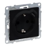 COMBINED SOCKET 2P+E SCHUKO STANDARD AUTO TERMINALS SHUTTERED + USB TYPE C BLACK