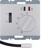 Thermostat, NO contact,Cen. plate,f. heat.,rocker switch,ext.temp.sen.