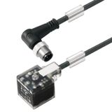 Valve cable (assembled), 90&deg; plug - valve plug, Design A (18 mm), M12 = A-coded, Cable length: 1.5 m, PUR, black
