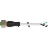 M12 female 0° A-cod. with cable PUR 4x0.34 gy UL/CSA+drag ch. 5m PU = 