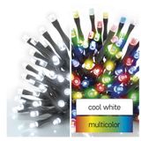Christmas Lights 100LED 10m, 2 in 1 Cool White or Multicolor, Black, 8 Programs, IP44