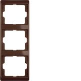 Frame 3gang vertical Arsys brown, glossy