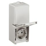 2-WAY SWITCH+EARTH SOCK(SKO)DOUB VERT BASE GR