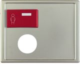 Centre plate plug-in opening, red button top, arsys, stainl. steel mat