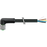 M12 Power female 90° K-cod. with cable PUR 5x1.5 bk UL/CSA+drag ch. 3m