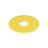Label with shaped hole, ? 90 mm, yellow disc, no writing