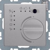 Thermostat with push-button interface, Q.1/Q.3, aluminium velvety, lac
