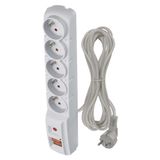 Surge Protector – 5 sockets, 5m, grey