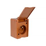 VG-1Z Żuk Single Socket 2P+Z surface mounted IP44 brown VG 261-02