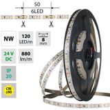 LED strip SMD2835 NW, 120LED/m, 9,6W/m, DC 24V, 880lm/m, CRI90, IP20, 8mm, 5m
