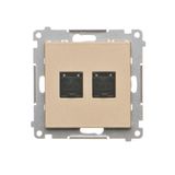 Double computer socket RJ45 cat. 6 with anti-dust cover, champagne matt