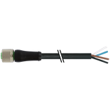 M12 Power female 0° T-cod. with cable PUR 2x1.5 bk UL/CSA+drag ch. 15m