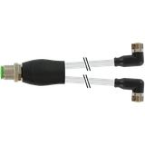 Y-Distributor M12 male/M8 female 90° A-cod. PUR 3x0.25 gy +drag ch. 3m