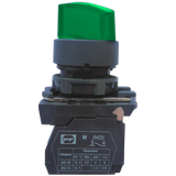 Plastic pushbutton switch  FP5-AK3365230 2NO LED, 230V (3 position with fixation) 1-0-2 IP40 GREEN