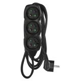 Power Strip 3m, 3 sockets black