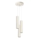 HANGING LAMP THREE CYLINDRICAL BEIGE LAMPSHADES WITH ELEGANT CARBON GROOVING ON GU10