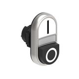 Double-touch actuator, spring return, white indicator Ø22mm Platinum series chromed plastic, 1 extended and 1 flush pushbuttons. Both spring return, White - Black/I - 0