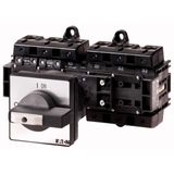 T6-160-6/V/SVB-SW/HI11 Main switch, T6, 160 A, rear mounting, 6 contact unit(s), 6 pole, 1 N/O, 1 N/C, STOP function, With black rotary handle and locking ring, Lockable in