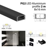 Attached aluminum profile black PG2 black diffusion 2m incl. 2x end cap 4x clip