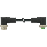 Mini (7/8) 3 pole, Male (Ext.) 90°/Female 90° PUR 3x1.5 (3x16AWG) bk