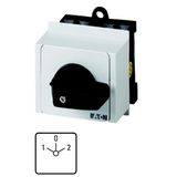 T0-2-8400/IVS Reversing switches, T0, 20 A, service distribution board mounting, 2 contact unit(s), Contacts: 4, 45 °, maintained, With 0 (Off) position, 1-0-2, Des