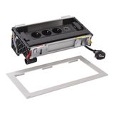 FLIP UP 8 modules METAL equipped with 3 sockets 2P+E SCH + 1xUSB Type A+C with 2m cord