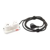 Electr On 2 gangs 1x2P+E SCH + 1xUSB type A+C white with cord 2,5M