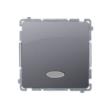 Intermediate switch with indicator light without pictogram, LED not replaceable Color: blue, (module), 10AX, quick connection, Inox, metallized