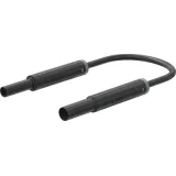 Safety measuring lead with (4 mm lamella plug, straight) to (4 mm socket, straight), 1 m, black, PVC, 1.0 mm², CAT IV, 66.1044-10021