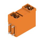 PCB plug-in connector, male header, closed side, THT solder connection, 5.00 mm, Number of poles: 4, 90°, Solder pin length (l): 3.2 mm, tinned, orange, Box
