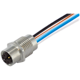 M12 Power female recept. L-cod. front PE-X-wires 4x2.5 UL 0,2m