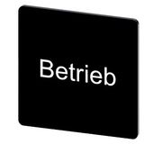 Labeling plate 27 x 27 mm, label black, labeling: Betrieb
