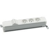 Standard power strip set: 3x250V type E + 2xRJ45 plate with Keystone mounting, Wieland quick connector; aluminum white