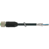 M12 female 0° A-cod. with cable shielded PUR 4x0.34 shielded  bk  3.2m