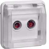 Aerial soc. + 2hole hinged cover surf.-mtd, throughpass soc.,W.1,p.wh.