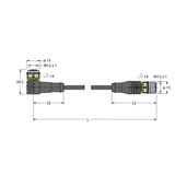 Actuator and Sensor Cable, PUR Extension Cable   WKS4.4T-P7X2-2-RSS4.4T/TXL
