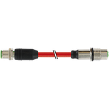 M12 male 0° / M12 fem. recept. D-cod. rear PUR 1x4xAWG22 gn  7.0m