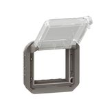 PLEXO MOSAIC ADAPTOR WITH TRANSPARENT FLAP WITH KEY - ANTHRACITE - MECHANISM