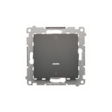 Double switch with LED indicator light, (module), 10AX, quick connection, black matt