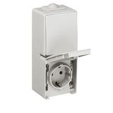 2-WAY SWITCH+EARTH SOCK(SKO)DOUB VERT BASE WH