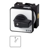 T0-1-15072/E On switches, T0, 20 A, flush mounting, 1 contact unit(s), Contacts: 1, 45 °, momentary, With 0 (Off) position, With spring-return to 0, 0
