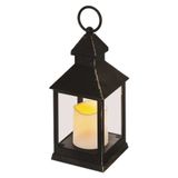 LED decoration – antique lantern, black, flashing, 3x AAA, indoor, vintage, timer