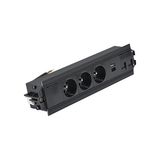 Indesk 3x250V typ E sockets + USB A+C charger + 2xRJ45 plate with Keystone mounting; 10 cm cable; black