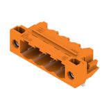 PCB plug-in connector, male header, Solder flange, THT solder connection, 5.08 mm, Number of poles: 4, 90°, Solder pin length (l): 3.2 mm, Au (Gold), orange, Box